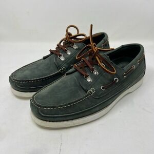 Polo Sport Ralph Lauren Boat Shoes Leather Moc Toe Green Men's 10.5D VTG NEW